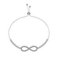 wholesale S925 Sterling Silver INS Style New Women's Bracelet with Exquisite High-End Infinite Symbol Design Mobius Jewelry for Women-Platinum DY150286-SW-WH 925 Silver
