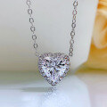 wholesale S925 Silver New 2-Carat Heart Necklace Pendant Women's High Carbon Diamond PendantIns Style-0-1