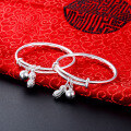 wholesale S999 Silver Korean-style baby full moon bracelet pair, fashionable infant accessory-0-2