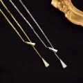 wholesale 925 Silver Geometric Triangle Necklace with Tassel for Women, Ins Advanced Sense, Luxury Small and Exquisite Collarbone Chain-0-1