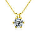 Sterling Silver Classic Six-Prong Necklace Women's Simple Pendant Moissanite Cross-Border Jewelry-0-5
