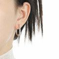 wholesale S925 Sterling Silver Textured U-Shaped Ear Clasp for Women, Minimalist and Versatile Lava Design Earrings-0-2
