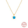 wholesale S925 Sterling Silver Geometric Turquoise Cross Teardrop Collarbone Necklace, Fashionable and Minimalist-0-2