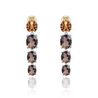 wholesale S925 Silver Designer-style Unique Red Agate Insect Design High-end Natural Gemstone Earrings Ear Drops-Smoky Quartz Earrings