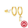 wholesale S925 Sterling Silver Classic Irregular Hoop Earrings with Zircon, Women's Daily Wear Set-0-6