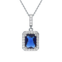 wholesale S925 Sterling Silver Gemstone Blue Necklace Exquisite Vintage Style Pendant Collarbone Chain Mother's Day Gift-Single Pendant 925 Silver