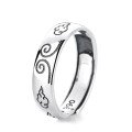 wholesale Metal S990 Silver Vintage Ethnic Minimalist Auspicious Clouds Band Couple Rings Creative Versatile Adjustable Index Finger Ring-0-5