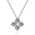 wholesale S925 Sterling Silver Four-Leaf Clover Moissanite Necklace, Light Luxury Temperament European and American Pendant, Niche Design Sense Collarbone Chain-0-3
