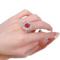 wholesale S925 Silver Women's Luxuriously Bezel-Set Antique Style 8*10mm Oval Ruby Ring-0-4