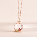 wholesale S925 Sterling Silver Alloy Rose Gold Plated Perfume Bottle Pendant Necklace with Multicolor Crystal for Women-0-0