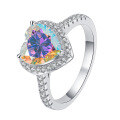 wholesale S925 Sterling Silver 1-Carat Heart-Shaped Moissanite Ring for Women, High-End Sense Jewelry Silver Accessories-0-7