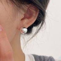 wholesale S925 Sterling Silver Semi-Sphere Stud Earrings for Women, Fashionable and Elegant Minimalist New Korean and Japanese Heavy Work Earrings-Sterling silver