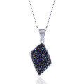 wholesale S925 Sterling Silver Crystal Geometric Diamond Pendant Korean Fashion Short Necklace Accessory-0-4
