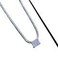 wholesale Metal: Silver, Pink Diamond, White Diamond, Yellow Diamond Rectangle 8*10 High Carbon Diamond Necklace,Ins Style, Cross-Border Hot Seller-0-4