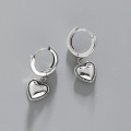 wholesale S925 Sterling Silver 380 Korean Version Ins Indie Design Vintage Distressed Pearl-Edge Smooth Heart Textured Earrings for Women-0-2