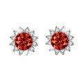wholesale Metal material first, cross-border new one-carat sunflower moissanite stud earrings, niche fashion trend versatile inlaid earrings wholesale-0-10
