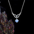 Sterling Silver Moissanite Waterdrop Wing Necklace, Women's Minimalist Pendant-0-1