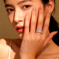 S925 Silver Victorian Crown French Pavé Moissanite Diamond Ring-0-4