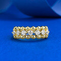 wholesale Metal: S925 Silver Gold Plated Openwork Mesh Row Ring for Women, Minimalist and Elegant Starry Sparkle Band-0-0