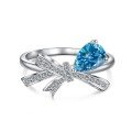 wholesale S925 Sterling Silver Cross-Border New Women's Closed Ring with Drop Zirconia and Bow Design Wholesale-0-5