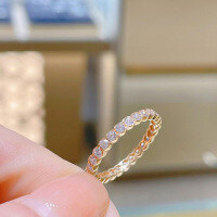 wholesale S925 Silver Full Diamond Ring for Women, European and American Fashion Round Full-Body Ring Accessory-Rose Gold 8