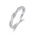 wholesale S925 Silver Fashion Versatile Twist-Edge Ring for Women, Non-Tarnish, Cross-Border Amazon Best-Seller New Style Moissanite Ring-0-5