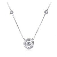 wholesale Metal material cross-border hit Möbius strip necklace for women, lightweight luxury versatile fashion elegant sense internet famous Douyin collarbone chain-dy010-white gold