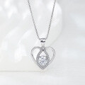wholesale S925 Sterling Silver Women's Simple Diamond-Encrusted Heart Pendant European and American Lock Fashion Bone Chain Versatile Wholesale-0-0