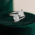 S925 Silver Moissanite Emerald-Cut Ring for Women-0-4