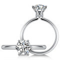 wholesale 18K Gold Plated S925 Sterling Silver 1 Carat Six-Prong Moissanite Ring, Hand-Tied Floral Bridal Set-0-4