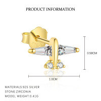 wholesale 925 Sterling Silver-E5106-Gold/Pair 925 Silver