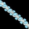 wholesale 925 Silver Gold-Plated Bracelet with High-Carbon Diamond, Blue Turquoise, Art Deco Decoration, Advanced Jewelry, Versatile Accessory, Women's Bracelet-0-3
