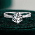 S925 Silver Hollow Six-Claw Classic Moissanite Proposal Ring for Women-0-4