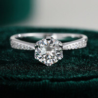 S925 Silver Hollow Six-Claw Classic Moissanite Proposal Ring for Women-1 carat (simulated diamond)  Hong Kong number 12