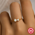 wholesale S925 Sterling Silver Adjustable Stretch Ring with Single Row Diamonds, Cross Pearl Statement Finger Ring-0-2
