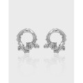 wholesale S925 Sterling Silver Korean Version Ins Alternative Design Minimalist Versatile Irregular Textured Rattan Branch Earrings for Women-0-0