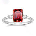 wholesale S925 Sterling Silver 3-Carat Square Emerald Cut Fashion Versatile Moissanite Ring Silver Jewelry-0-9