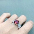 wholesale S925 Sterling Silver Plated with White Gold, Red White Blue Moissanite Six-Prong Ring, Luxuriously Set Three Lives Three Worlds Women's Style Proposal Couple-0-3