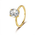 18K Gold Plated S925 Silver Oval Moissanite Four-Prong Ring-0-3