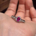 wholesale S925 Sterling Silver 4*6 Pink Crystal Ring Women's Daily Minimalist Versatile Ins Style。-0-1