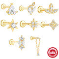 wholesale S925 Sterling Silver Geometric Hexagram Flat Threaded Ear Bone Stud with Inlaid Diamonds, a Popular-0-0