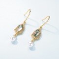 wholesale S925 Sterling Silver Korean and Japanese Fashion Versatile Long Green Moss Tassel Earrings for Women, Exquisite Light Luxury Pearl Ear Hooks Wholesale-0-1