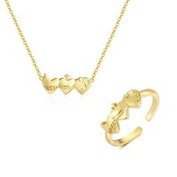 wholesale S925 Sterling Silver Sweet Heart Pendant Necklace for Women, Minimalist, Trendy, and Versatile Collarbone Chain-Single two-piece combination 925 silver