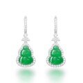 wholesale 925 Silver Gold-Plated Earrings with High-Carbon Drilled Muzo Green Natural Chalcedony, Yang Mi's Same Style New Chinese Jewelry for Women-0-4