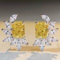 wholesale S925 Sterling Silver New European and American High-End Jewelry Yellow Diamond Earrings High Carbon Diamond Ice Flower Cut Earrings Wholesale Cross-Border Bestseller-0-2
