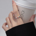 wholesale S925 Sterling Silver Colorful Diamond Open Adjustable Ring, Ins-style Sweet and Exquisite Design Sense Hand Jewelry R00836-0-1