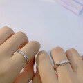 wholesale S925 Sterling Silver "Mutual Support" Couple Rings, Minimalist Design for Women, Premium Gift for Boyfriend/Girlfriend, Anniversary Pair-0-3