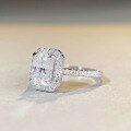 wholesale S925 Sterling Silver Radiant Cut 2 Carat D Color Moissanite Engagement Ring with Full Diamond Accents-0-2