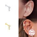 wholesale S925 Sterling Silver Inlaid Diamond Body Piercing Earring, Trendy Ins Style Threaded Ear Stud-0-1