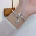 wholesale [999 Solid Silver] Lotus Bamboo Bracelet New Chinese Style Peace Pendant Young Model Rising Higher Openable Pure Silver Bracelet-0-2
